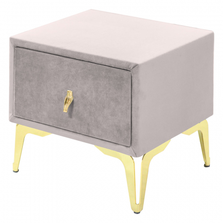 Noptiere - Noptiera tapitata gri deschis, cu picioare aurii