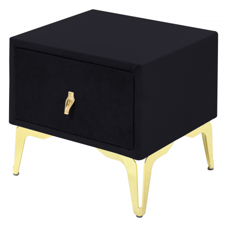 Noptiere - Noptiera tapitata negru, cu picioare aurii