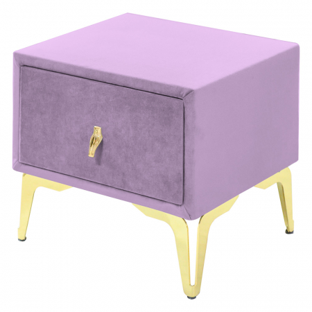 Noptiere - Noptiera tapitata lila, cu picioare aurii