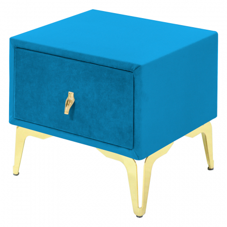 Noptiere - Noptiera tapitata albastru deschis, cu picioare aurii