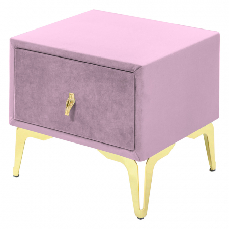 Noptiere - Noptiera tapitata roz, cu picioare aurii