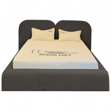 Magazin - Pat dublu tapitat COSMOS 140/200 Maro A1, cu somiera metalica rabatabila si spatiu de depozitare