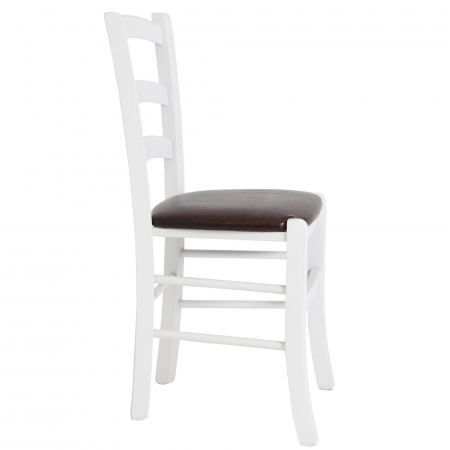 Magazin - Scaun Paesana, cadru fag, culoare alb, material piele ecologica maro