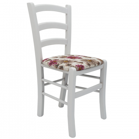 Magazin - Scaun Paesana, cadru fag, culoare alb, material stofa print floral mov