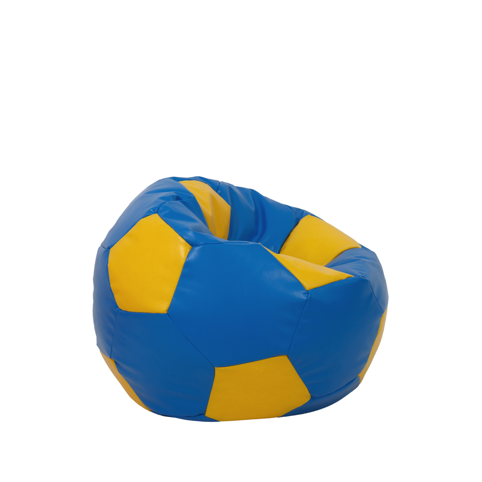 Baby Ball - fotoliu puf - imitatie piele albastru/galben [1]