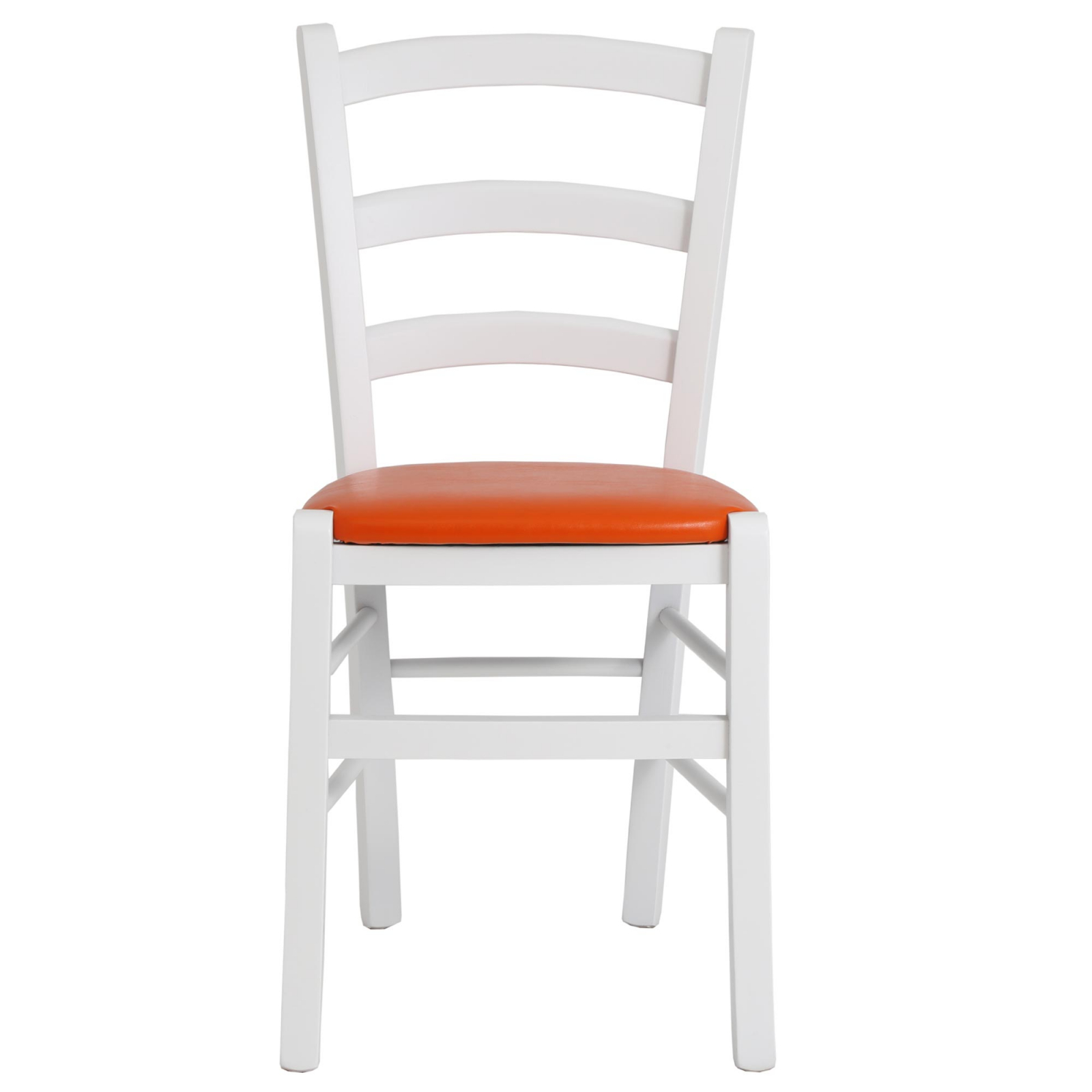 Scaun Paesana, cadru fag, culoare alb, material piele ecologica portocaliu [2]