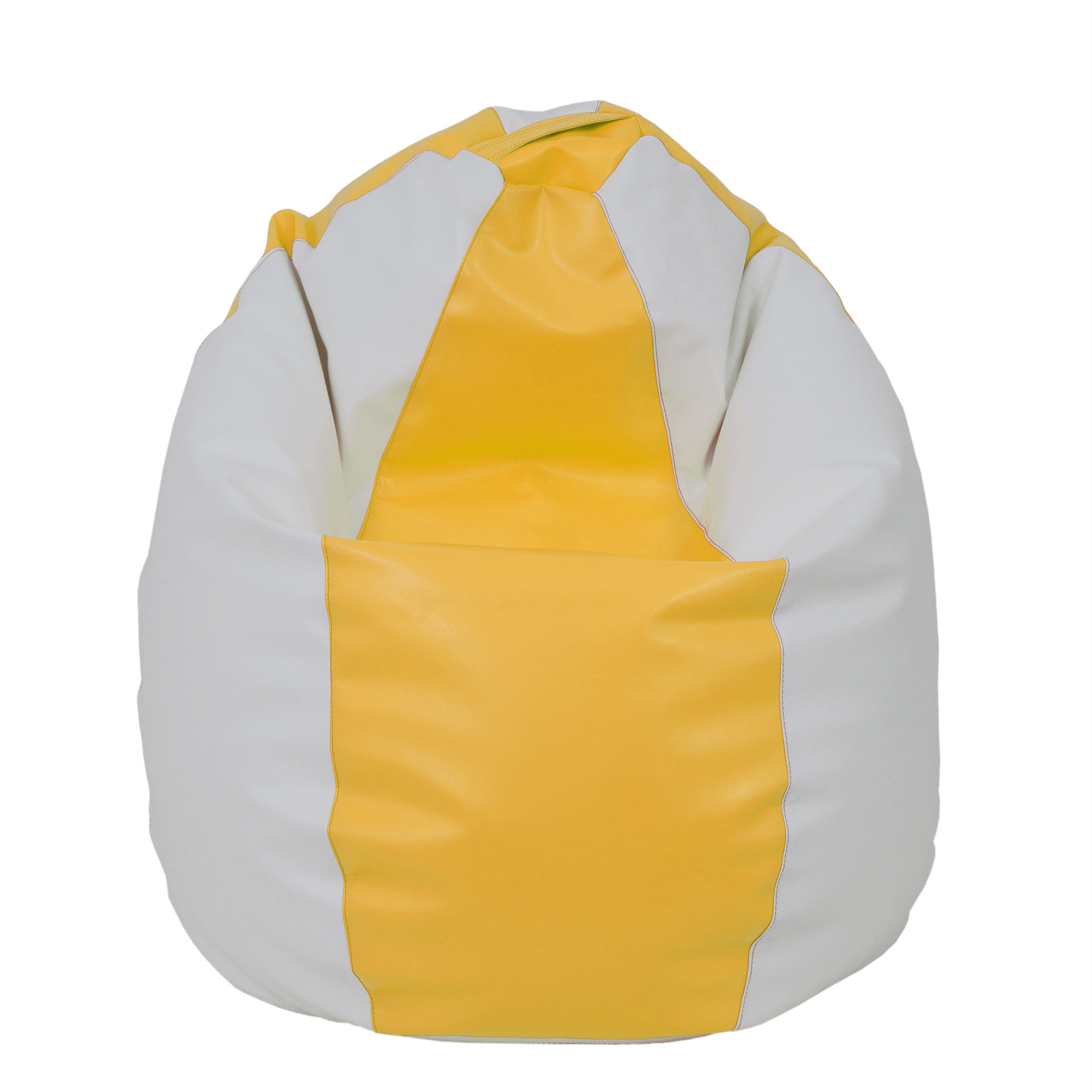 Mara - fotoliu puff - imitatie piele - galben/alb [1]