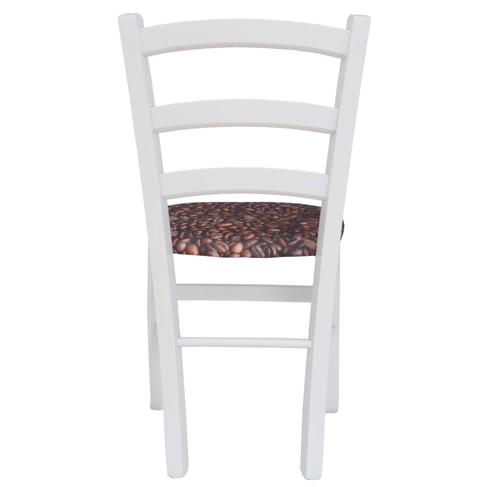 Scaun Paesana, cadru fag, culoare alb, material stofa print cafea [3]