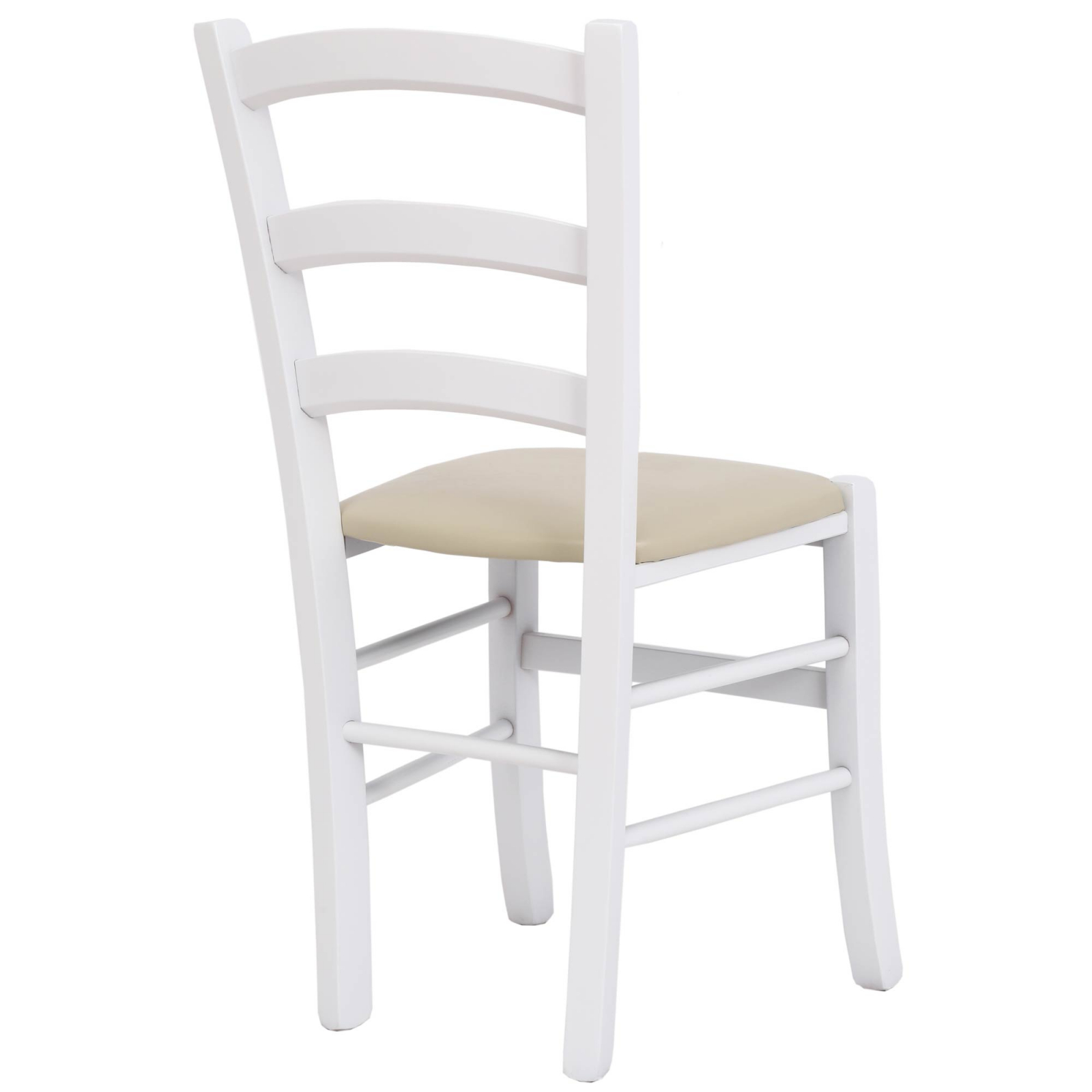 Scaun Paesana, cadru fag, culoare alb, material piele ecologica crem [1]