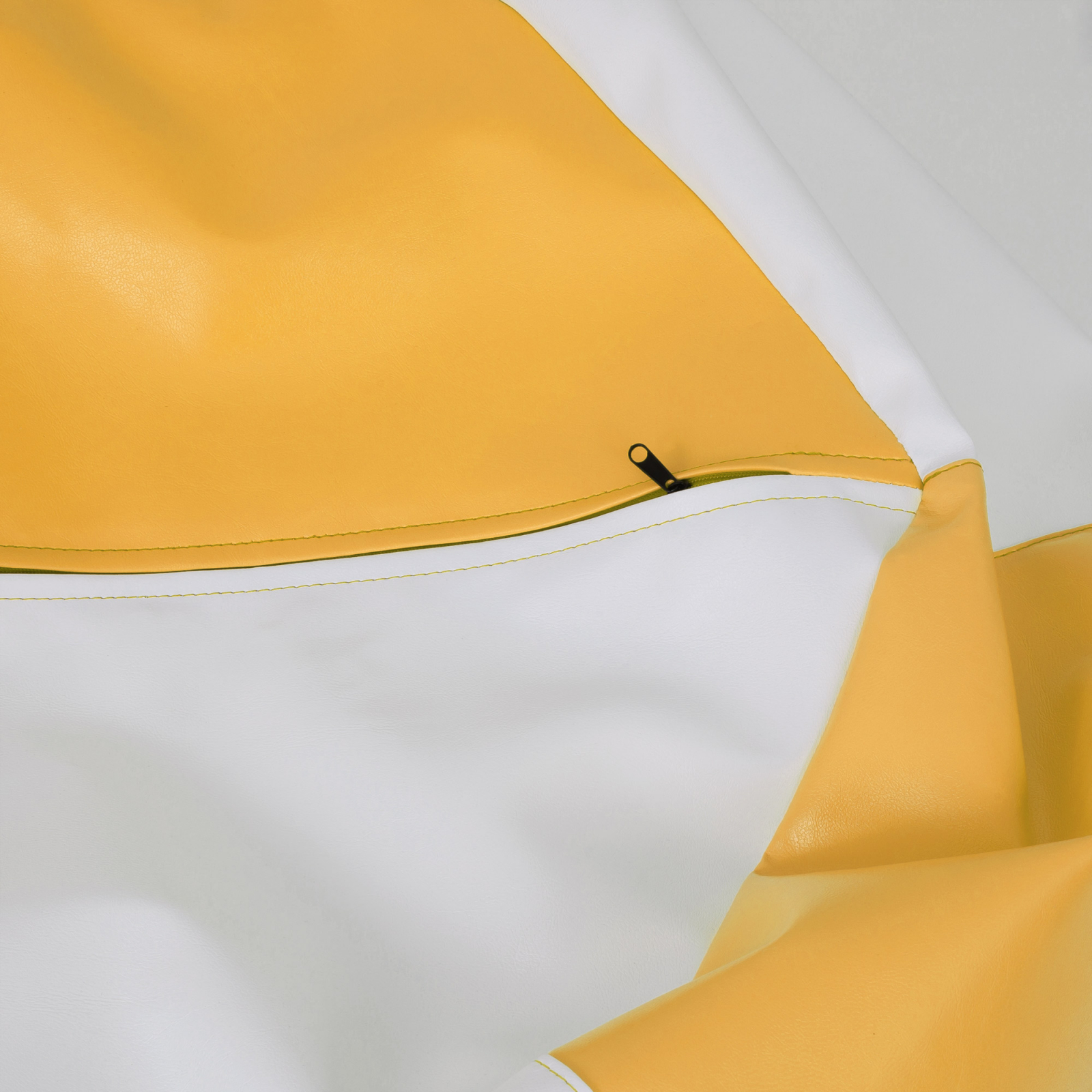 Mara - fotoliu puff - imitatie piele - galben/alb [3]