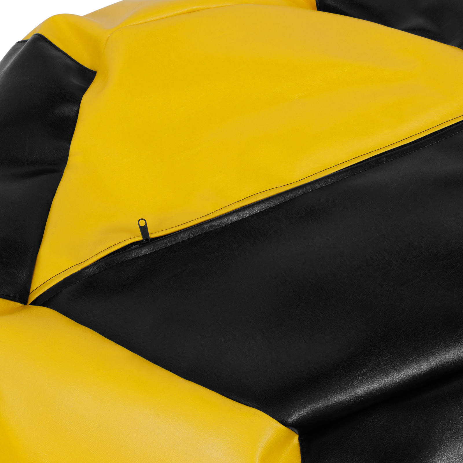 Mara - fotoliu puff - imitatie piele - negru/galben [3]