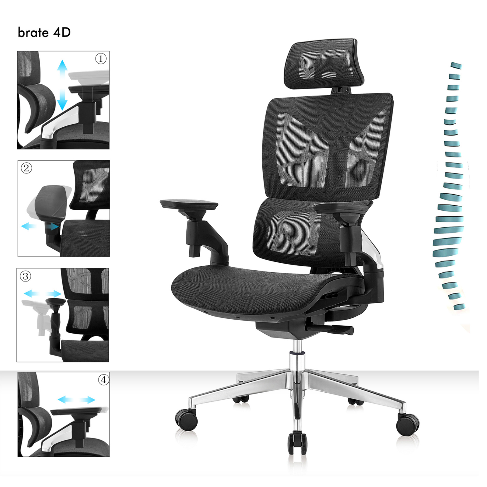 Scaun full mesh Nantes Lux - negru/negru [4]