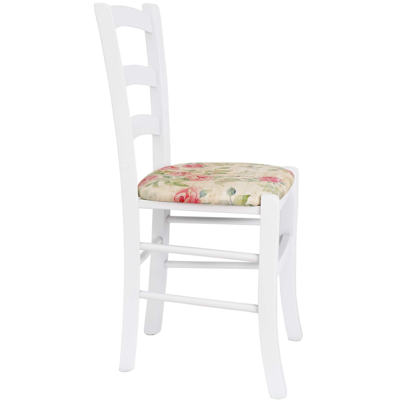 Scaun Paesana, cadru fag, culoare alb, material stofa print vintage [1]