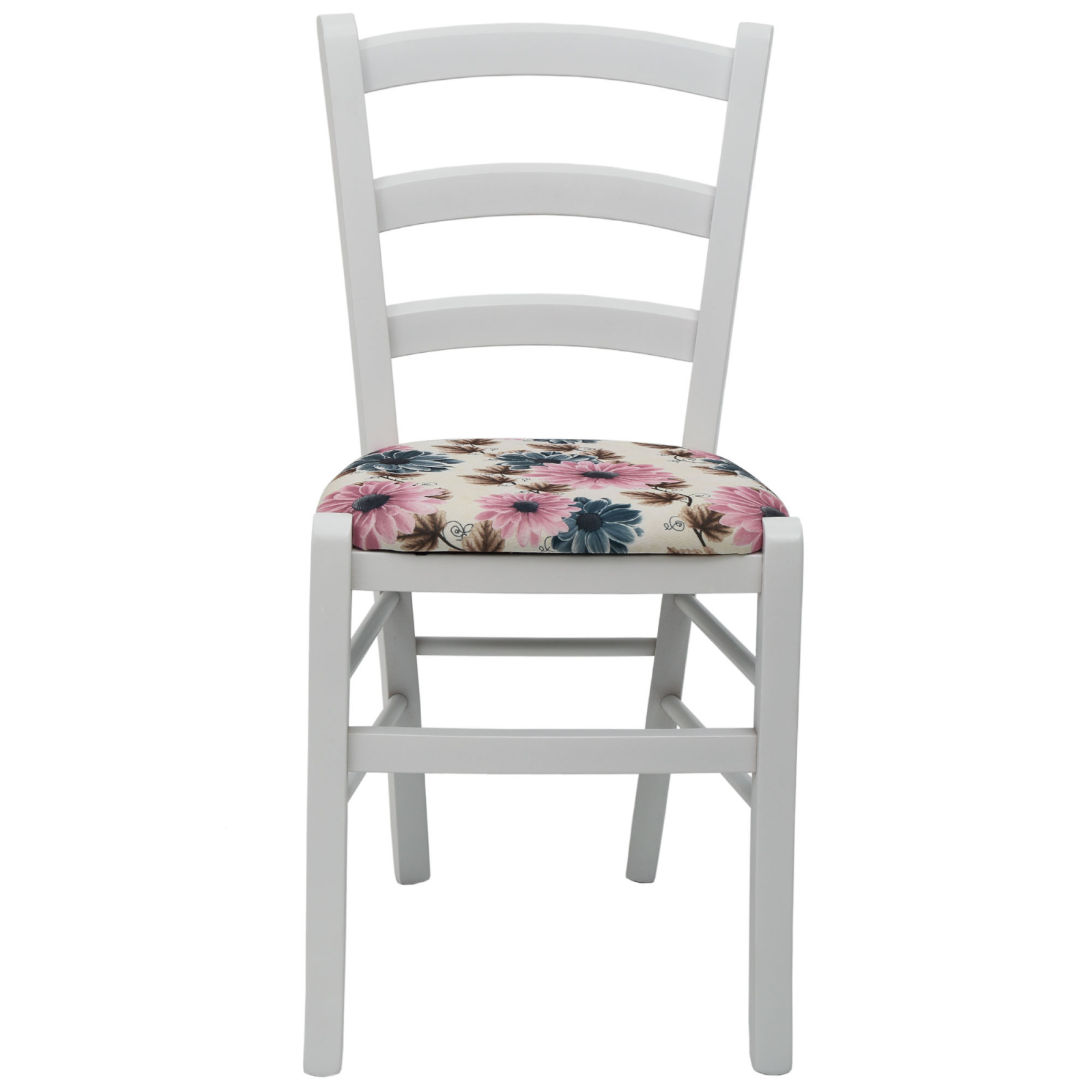 Scaun Paesana, cadru fag, culoare alb, material stofa print floral turcoaz [1]