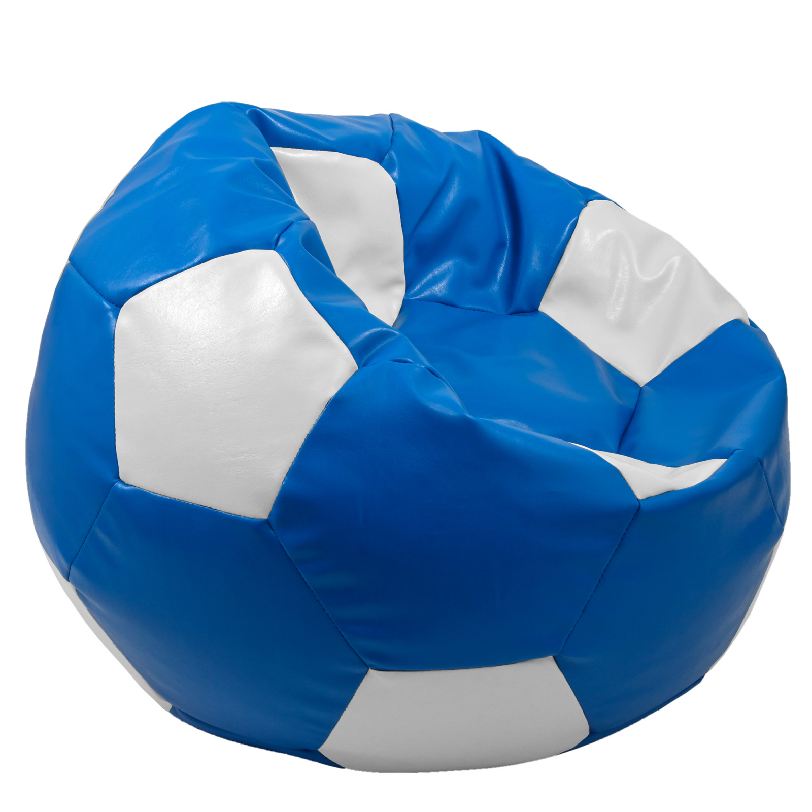 Mega Ball - fotoliu puf - imitatie piele albastru/alb [1]