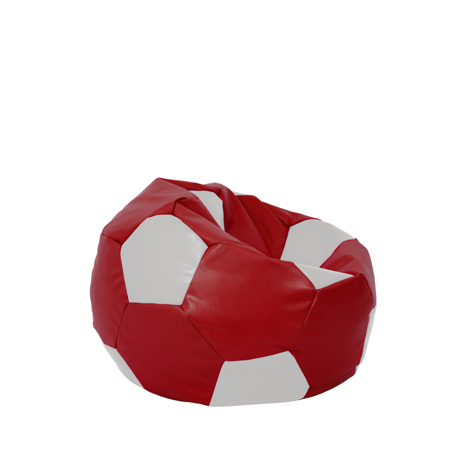 Baby Ball - fotoliu puf - imitatie piele rosu/alb [1]