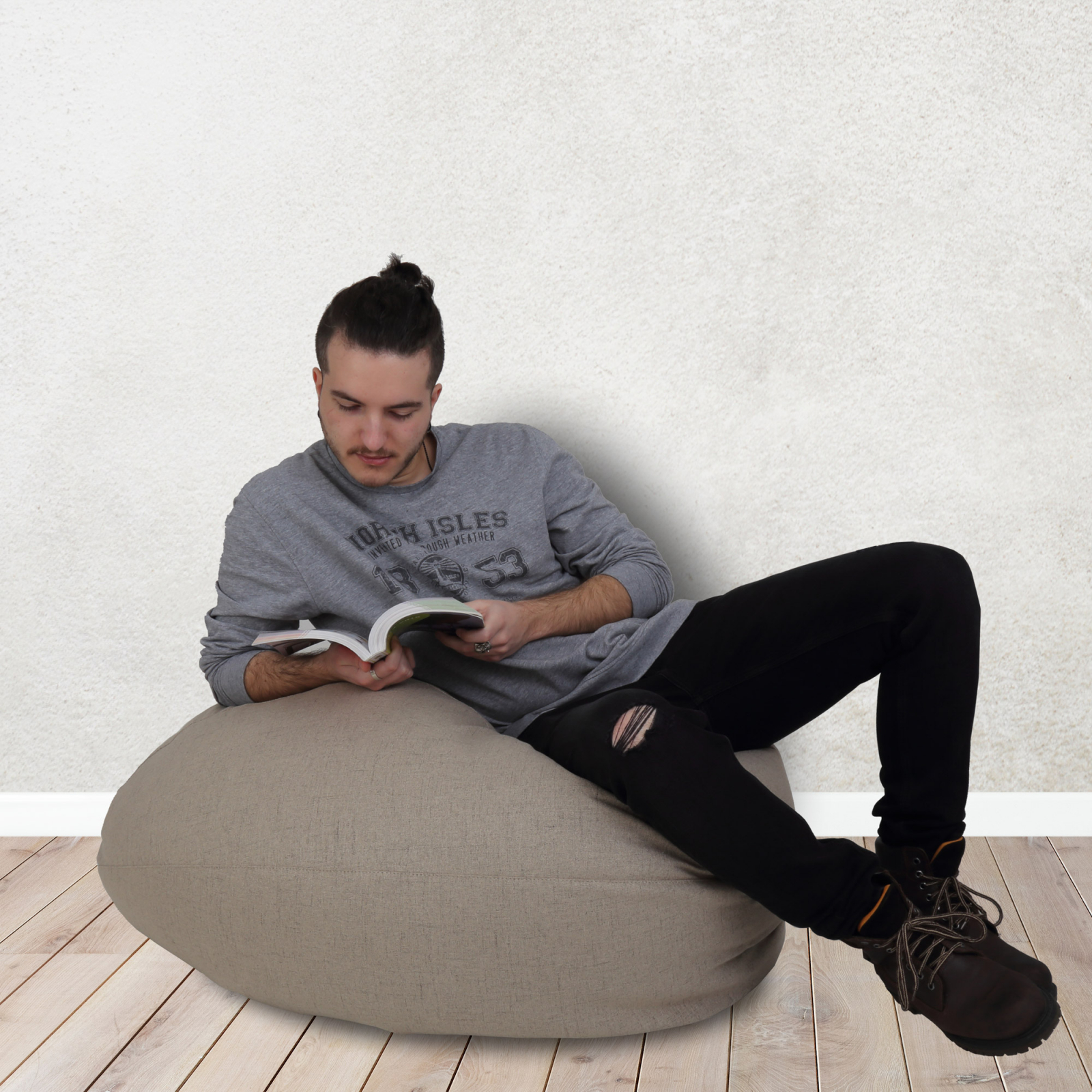 Mara - fotoliu puff - stofa G -crem 02 [4]