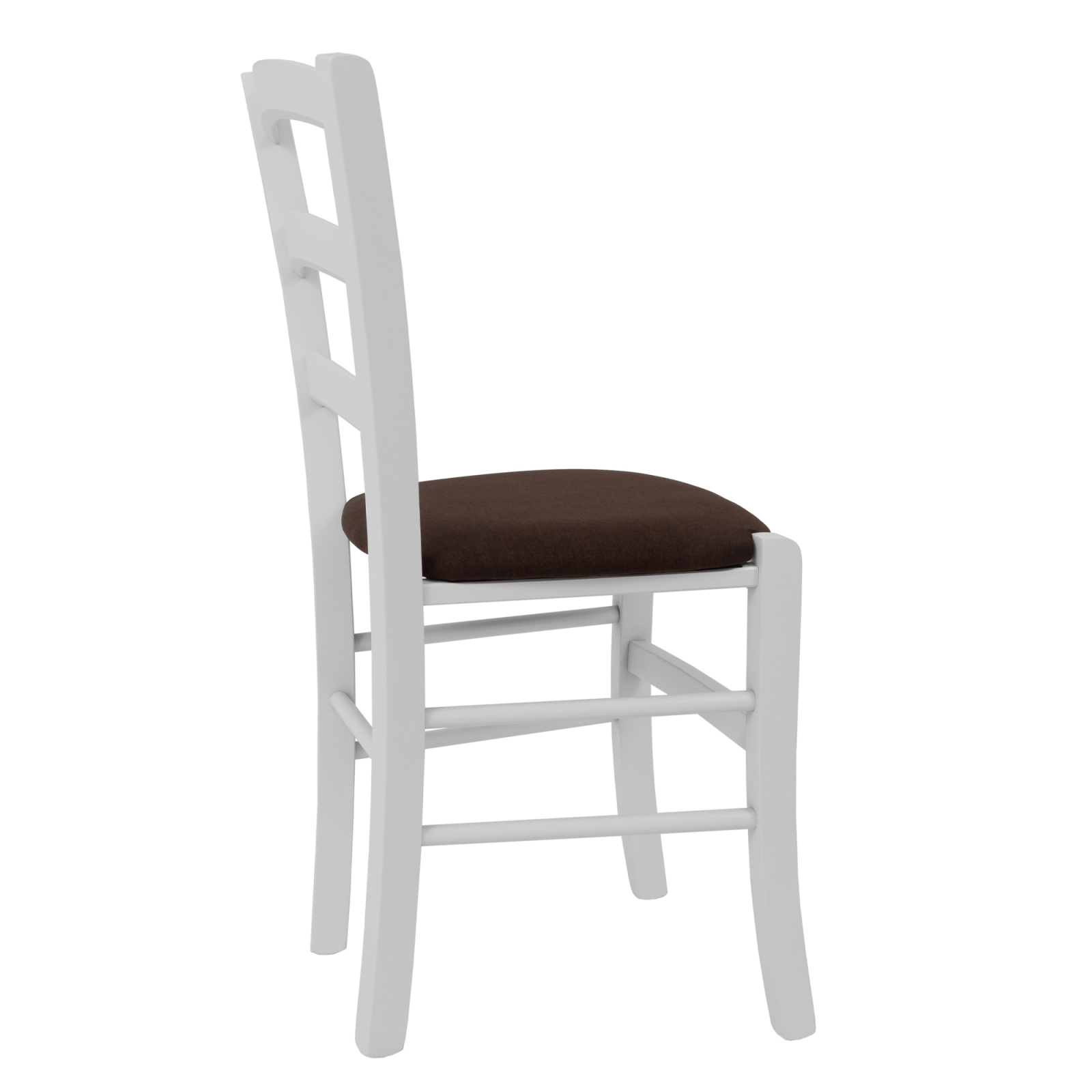 Scaun Paesana, cadru fag, culoare alb, material stofa S16 maro [2]