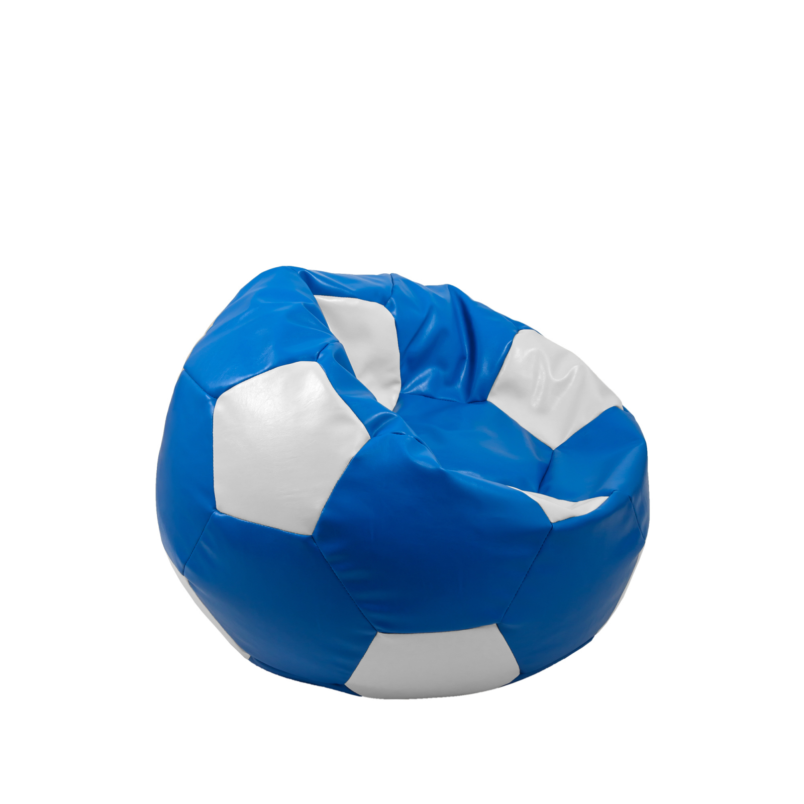 Baby Ball - fotoliu puf - imitatie piele albastru/alb [1]