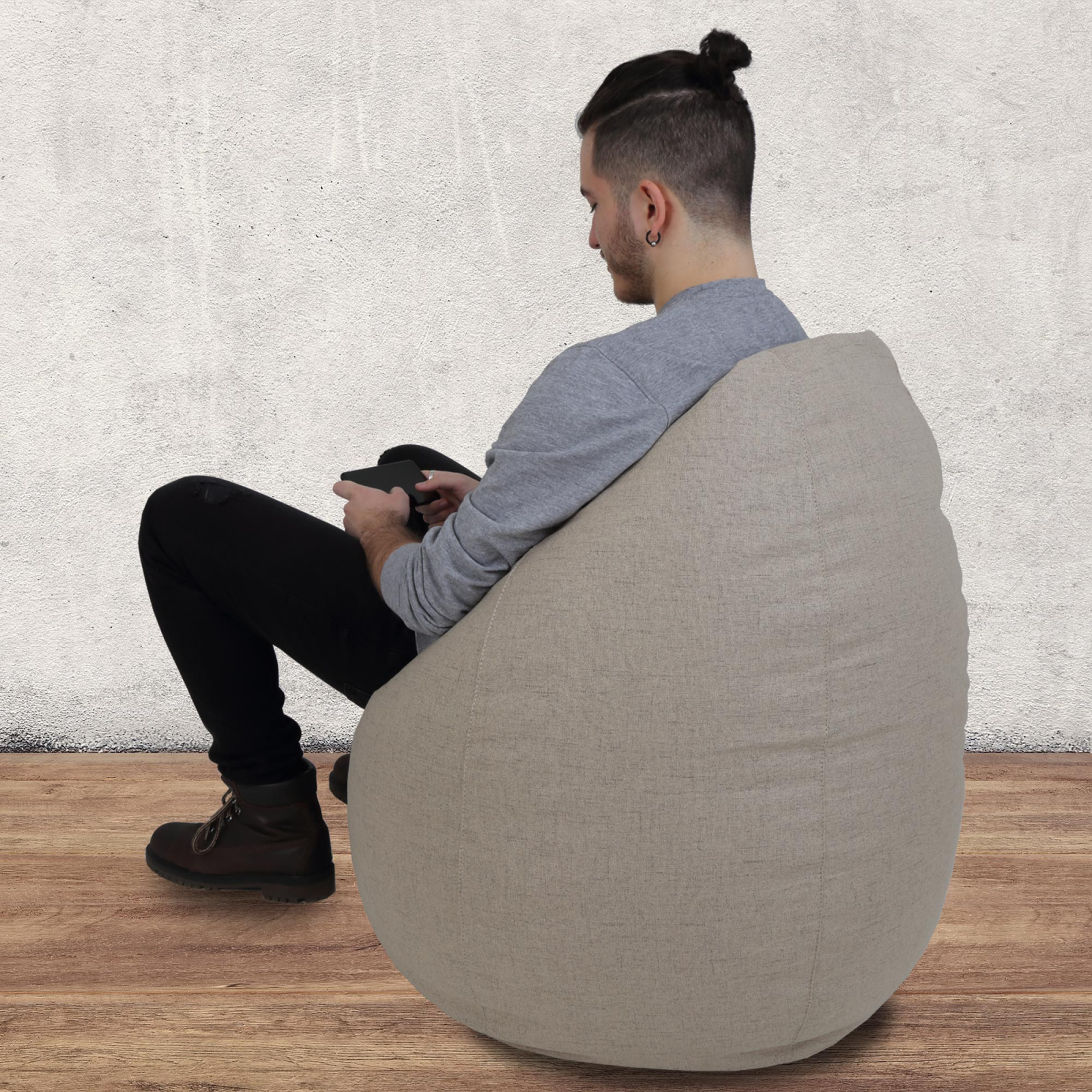 Mara - fotoliu puff - stofa G -crem 02 [5]