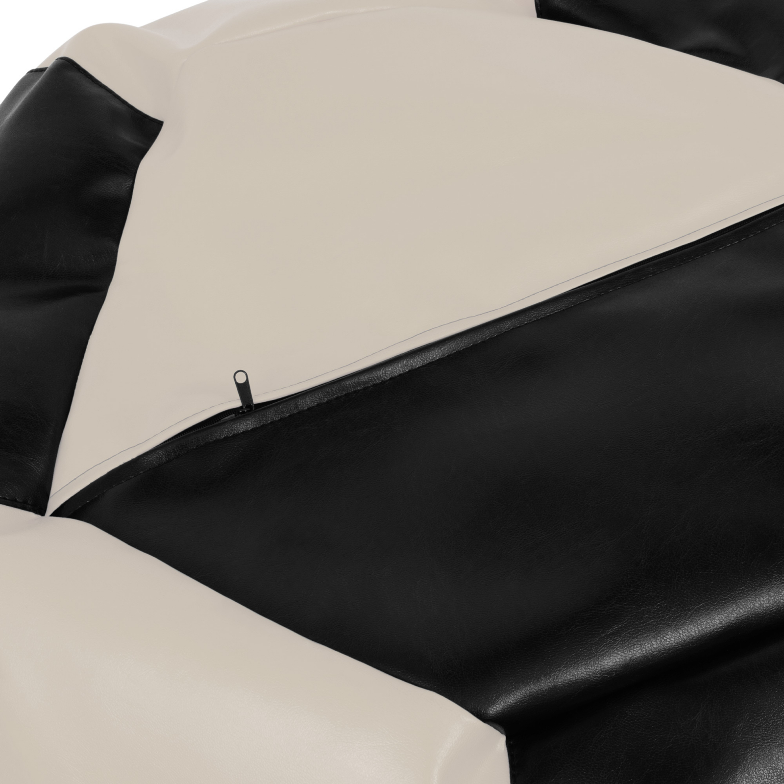 Mara - fotoliu puff - imitatie piele - negru/crem [3]