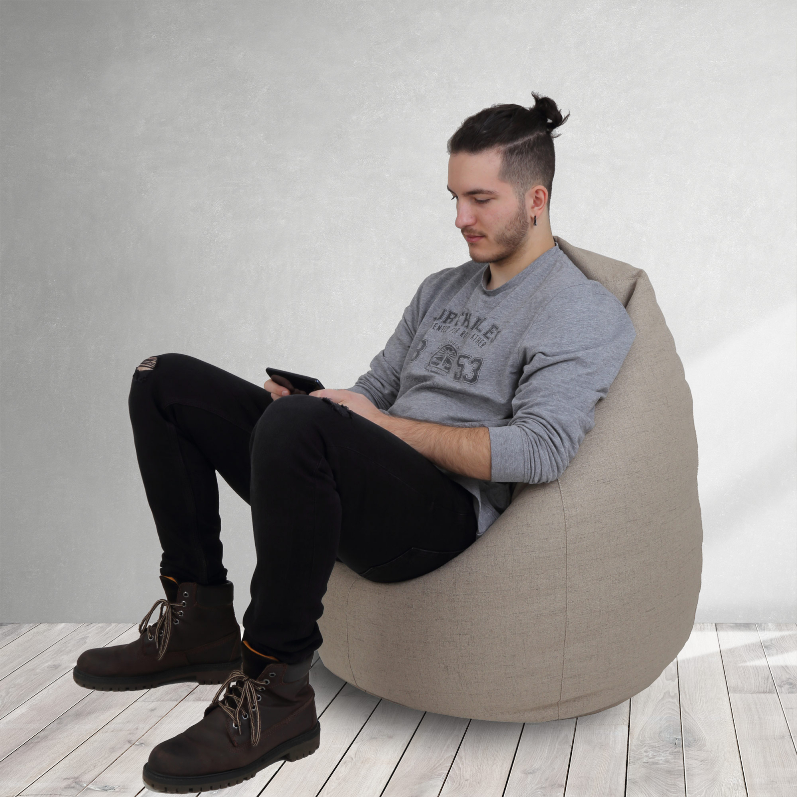 Mara - fotoliu puff - stofa G -crem 02 [6]