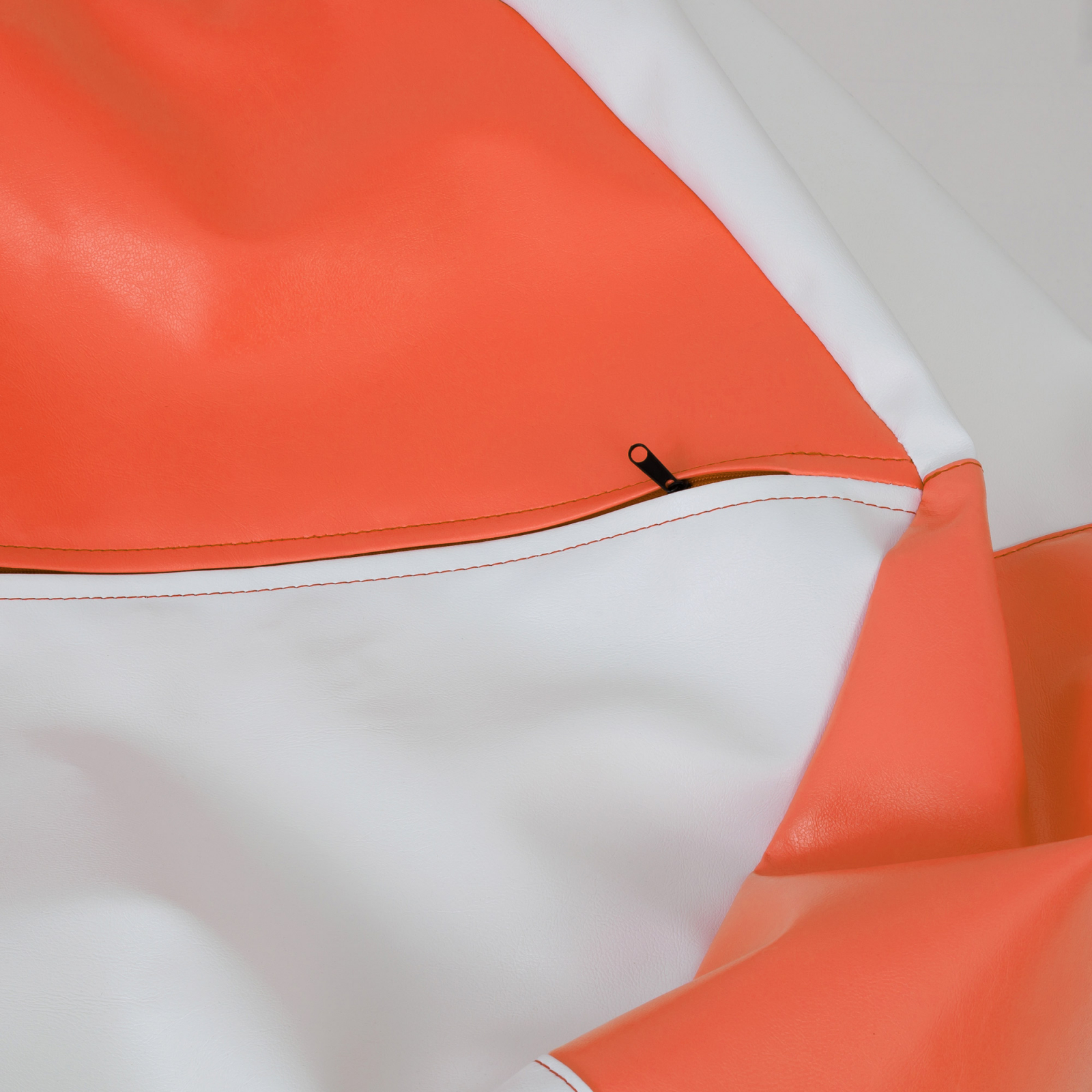 Mara - fotoliu puff - imitatie piele - portocaliu/alb [3]