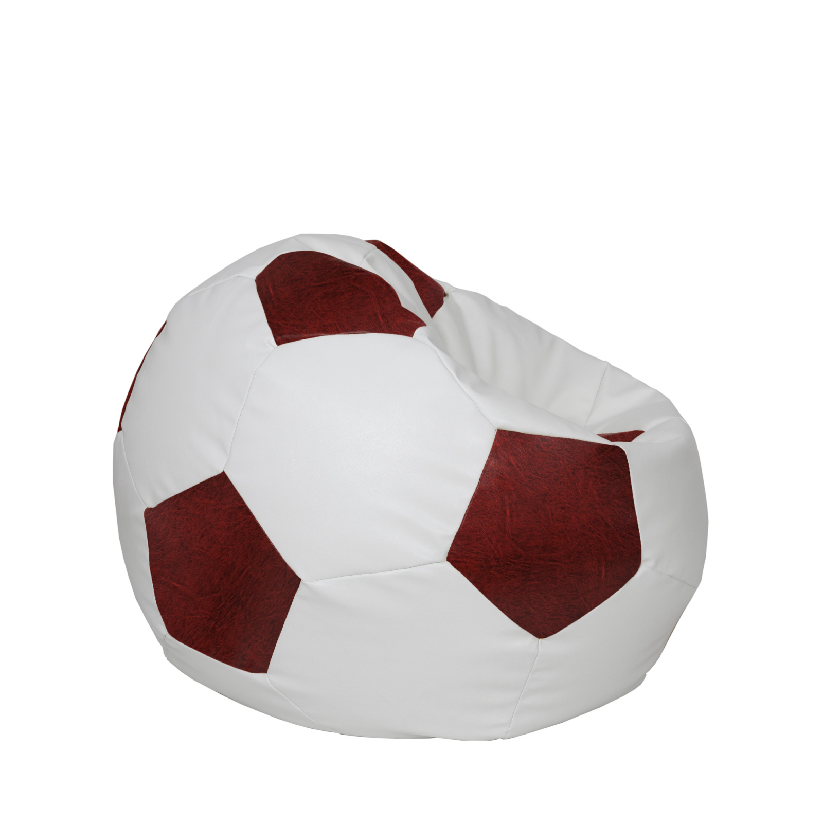 Mondo Ball - fotoliu puf - imitatie piele - alb/visiniu [1]