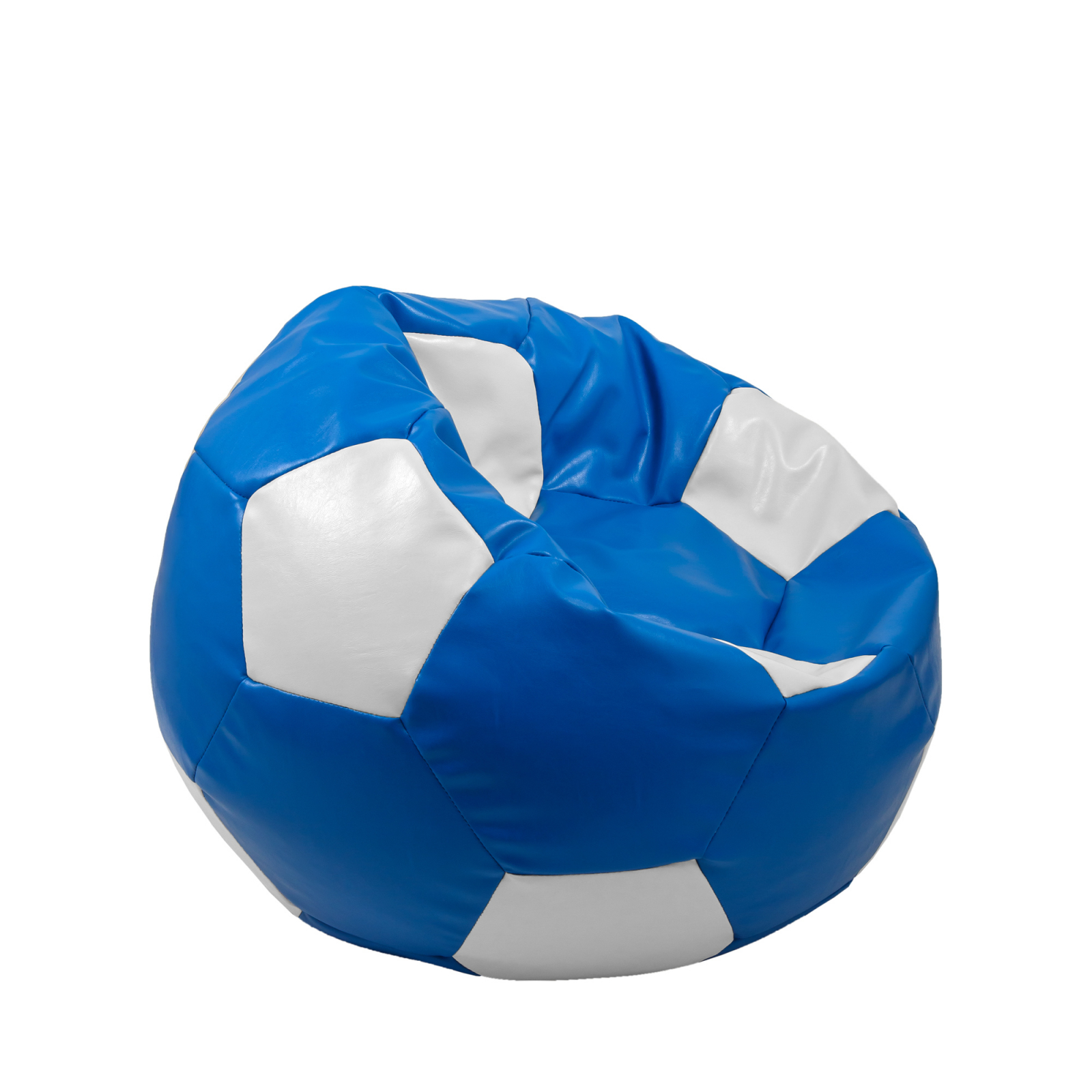 Mondo Ball - fotoliu puf - imitatie piele - albastru/alb [1]