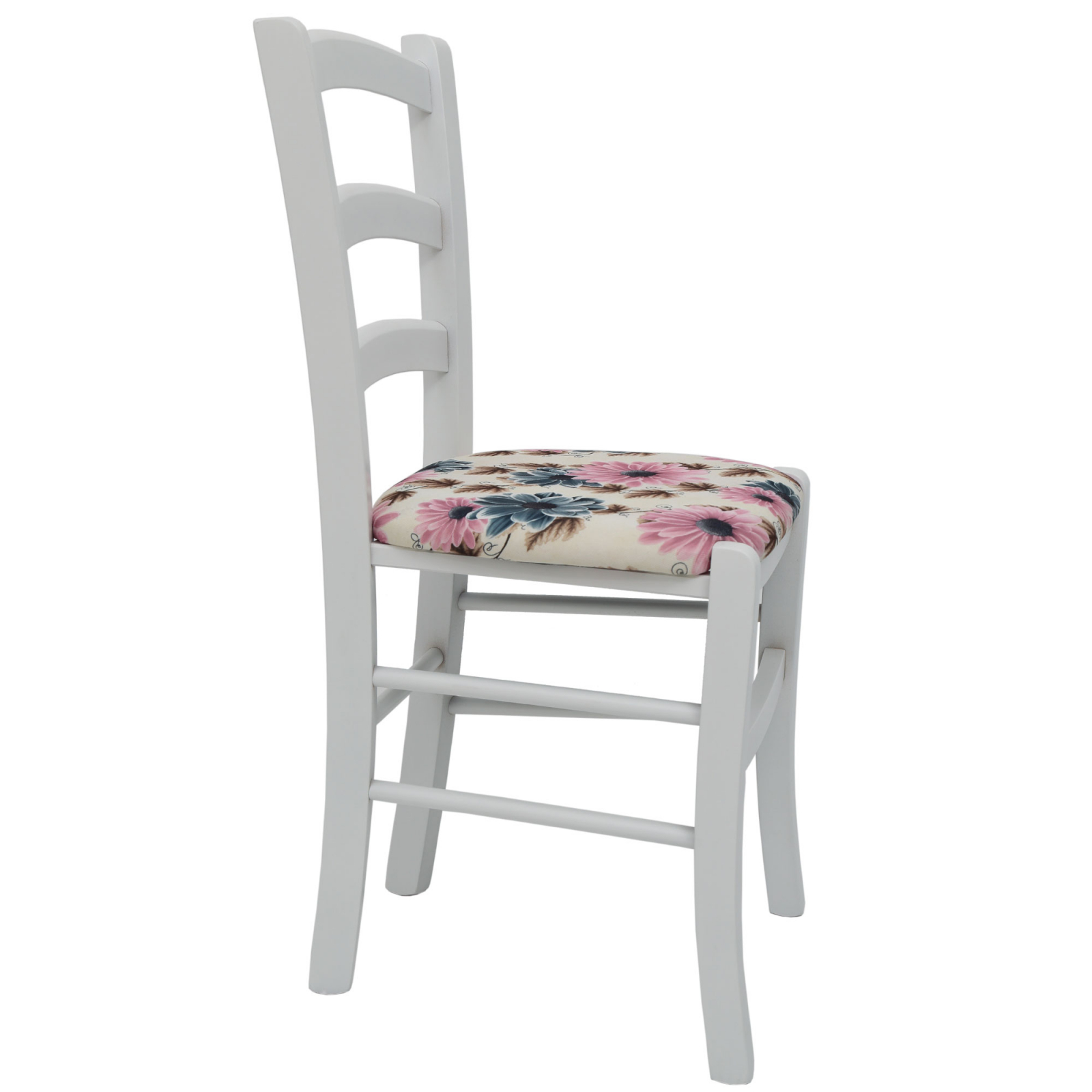 Scaun Paesana, cadru fag, culoare alb, material stofa print floral turcoaz [2]