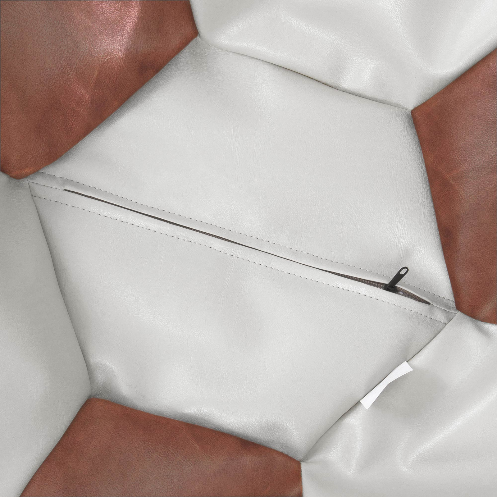 Baby Ball - fotoliu puf - imitatie piele alb/cognac [2]