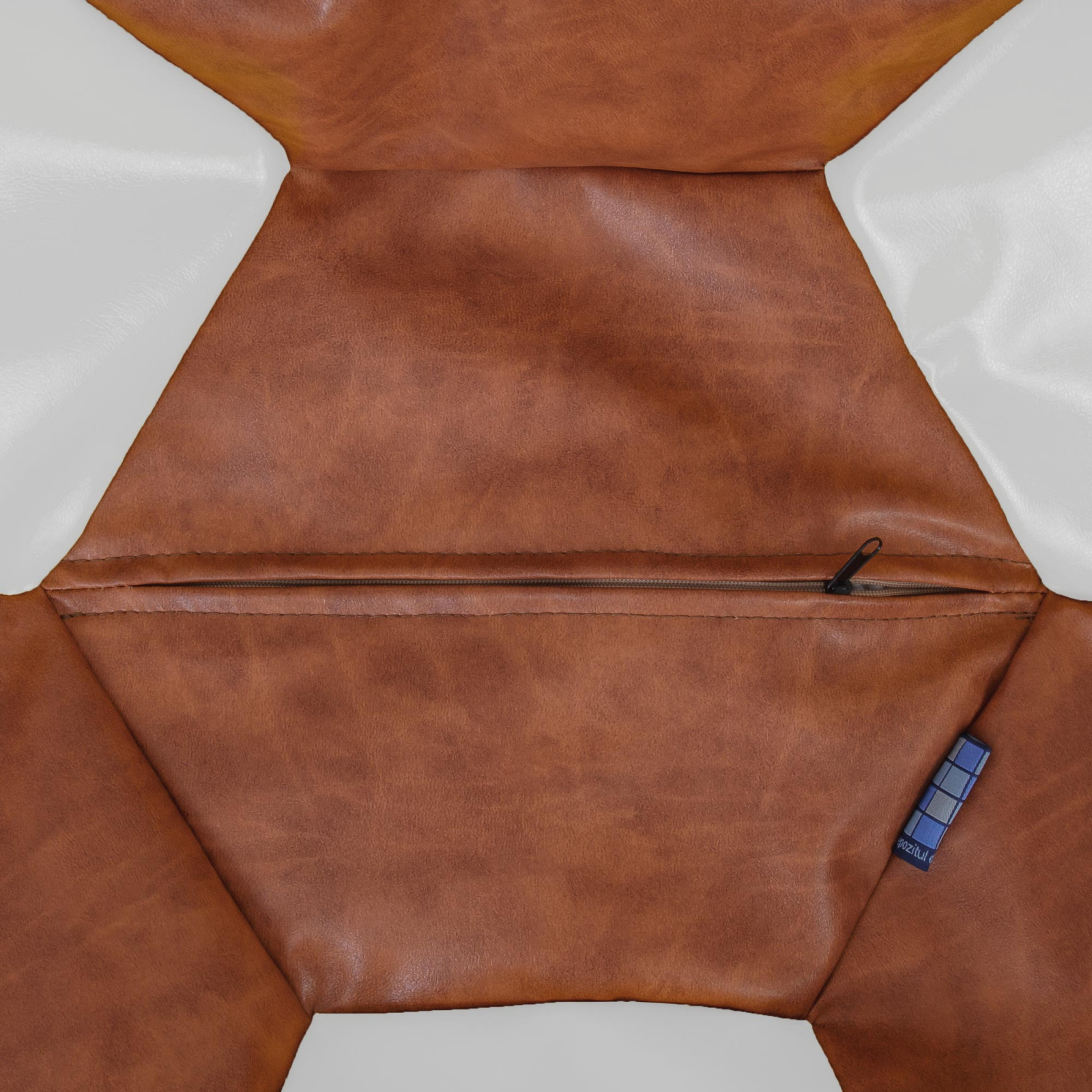 Baby Ball - fotoliu puf - imitatie piele cognac/alb [2]