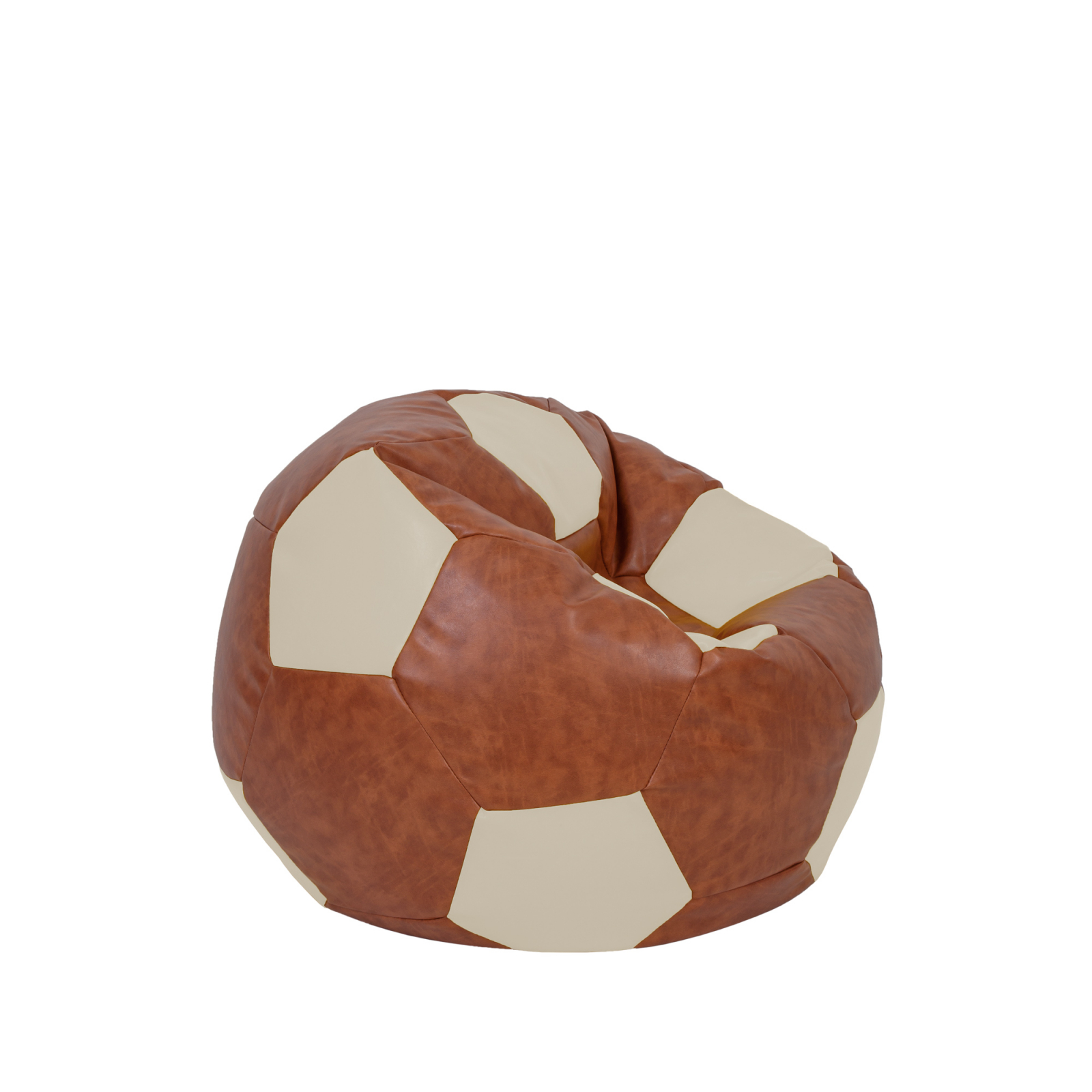 Baby Ball - fotoliu puf - imitatie piele cognac/crem [1]