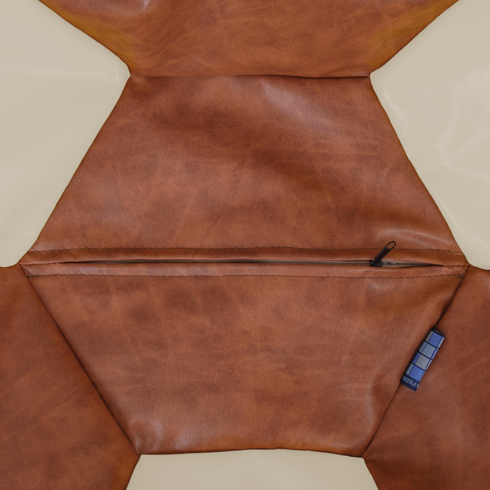 Baby Ball - fotoliu puf - imitatie piele cognac/crem [2]