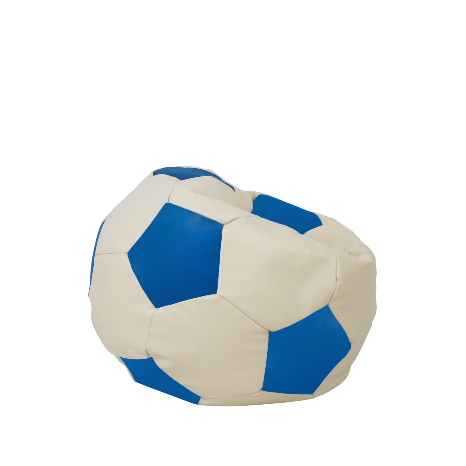 Baby Ball - fotoliu puf - imitatie piele crem/albastru [1]