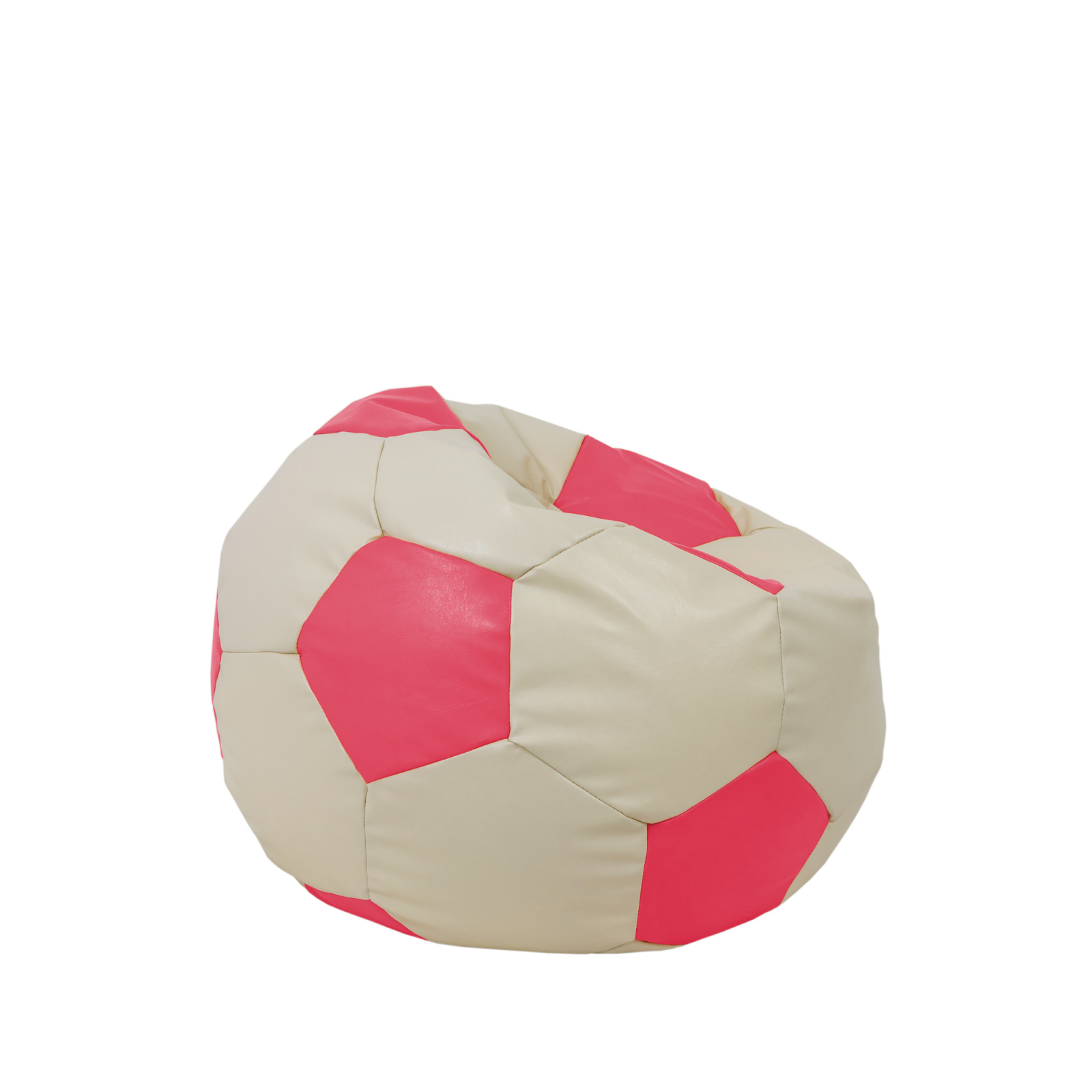 Baby Ball - fotoliu puf - imitatie piele crem/roz [1]