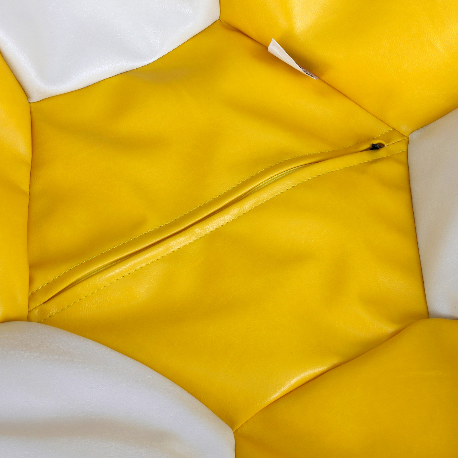 Baby Ball - fotoliu puf - imitatie piele galben/crem [2]