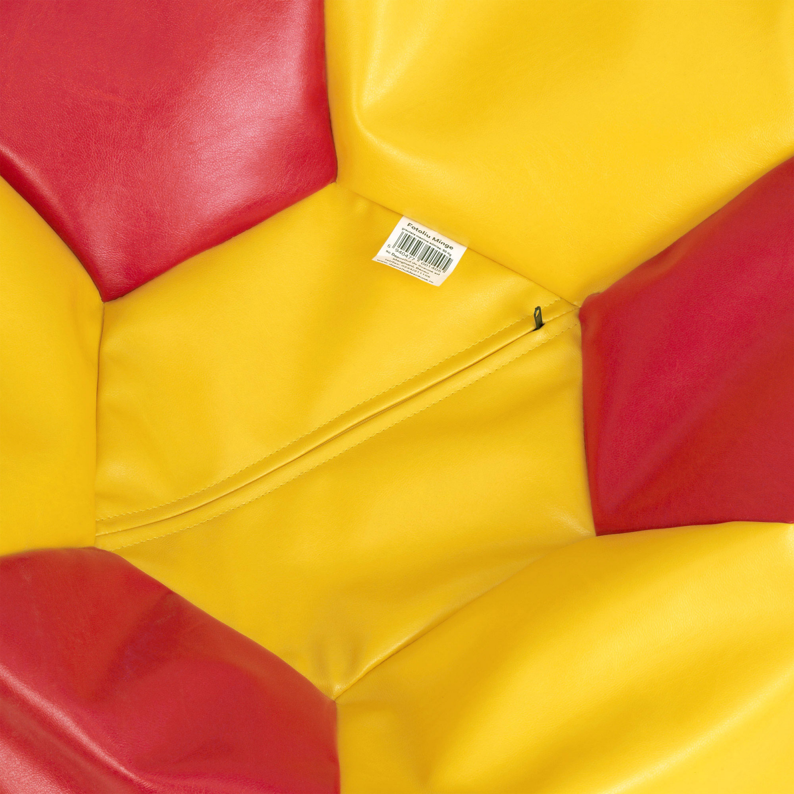 Baby Ball - fotoliu puf - imitatie piele galben/rosu [2]