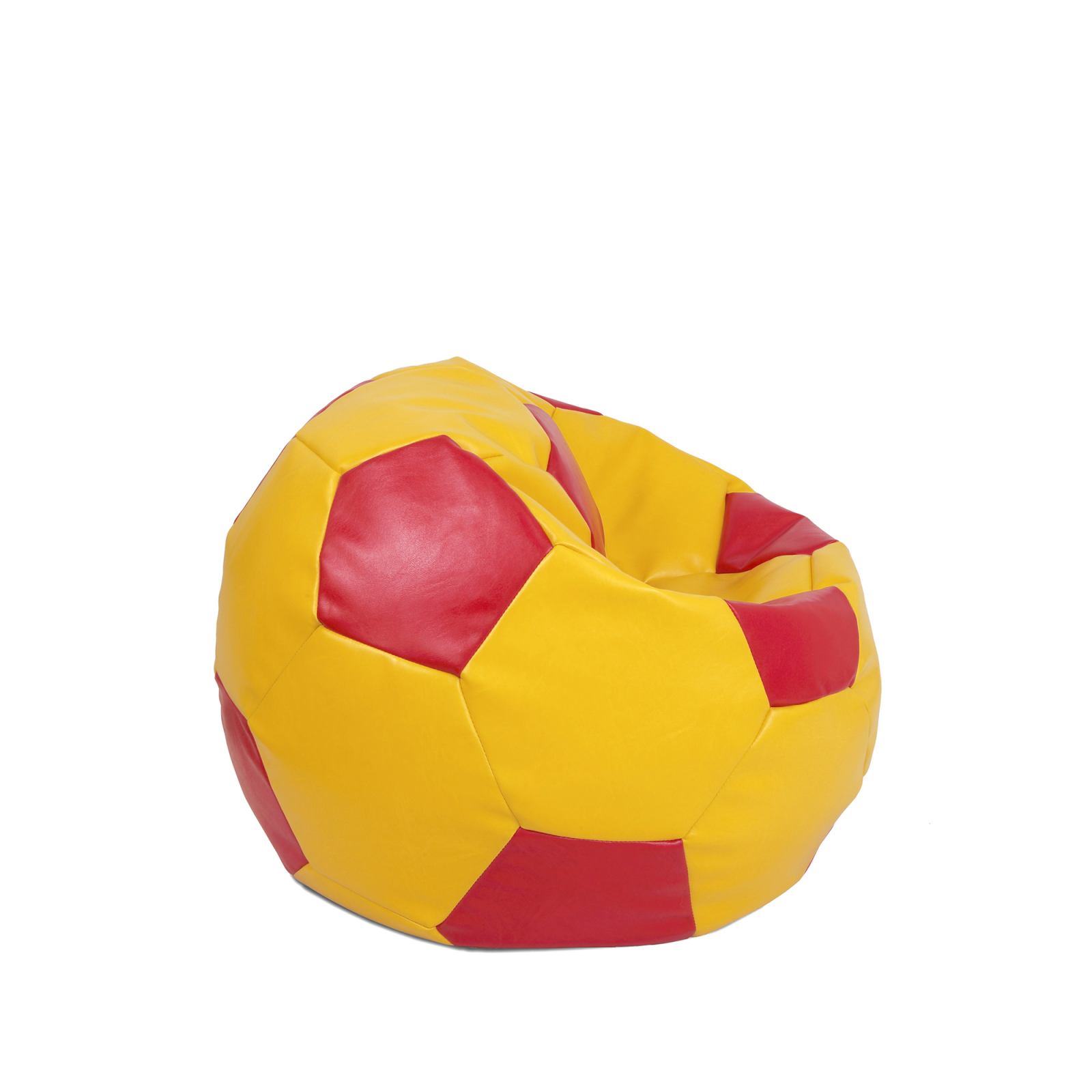 Baby Ball - fotoliu puf - imitatie piele galben/rosu [1]