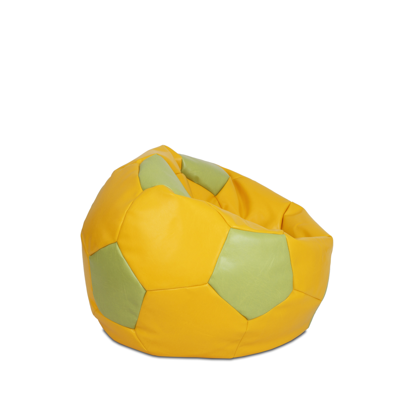 Baby Ball - fotoliu puf - imitatie piele galben/verde [1]