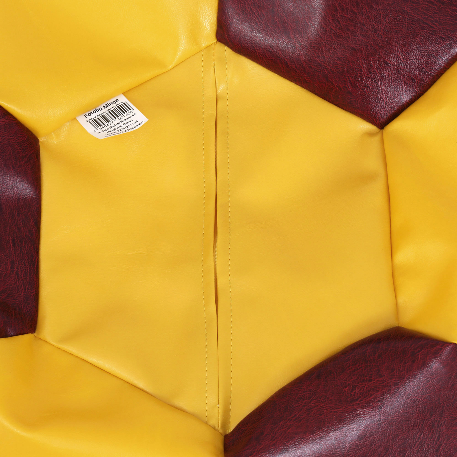 Baby Ball - fotoliu puf - imitatie piele galben/visiniu [2]