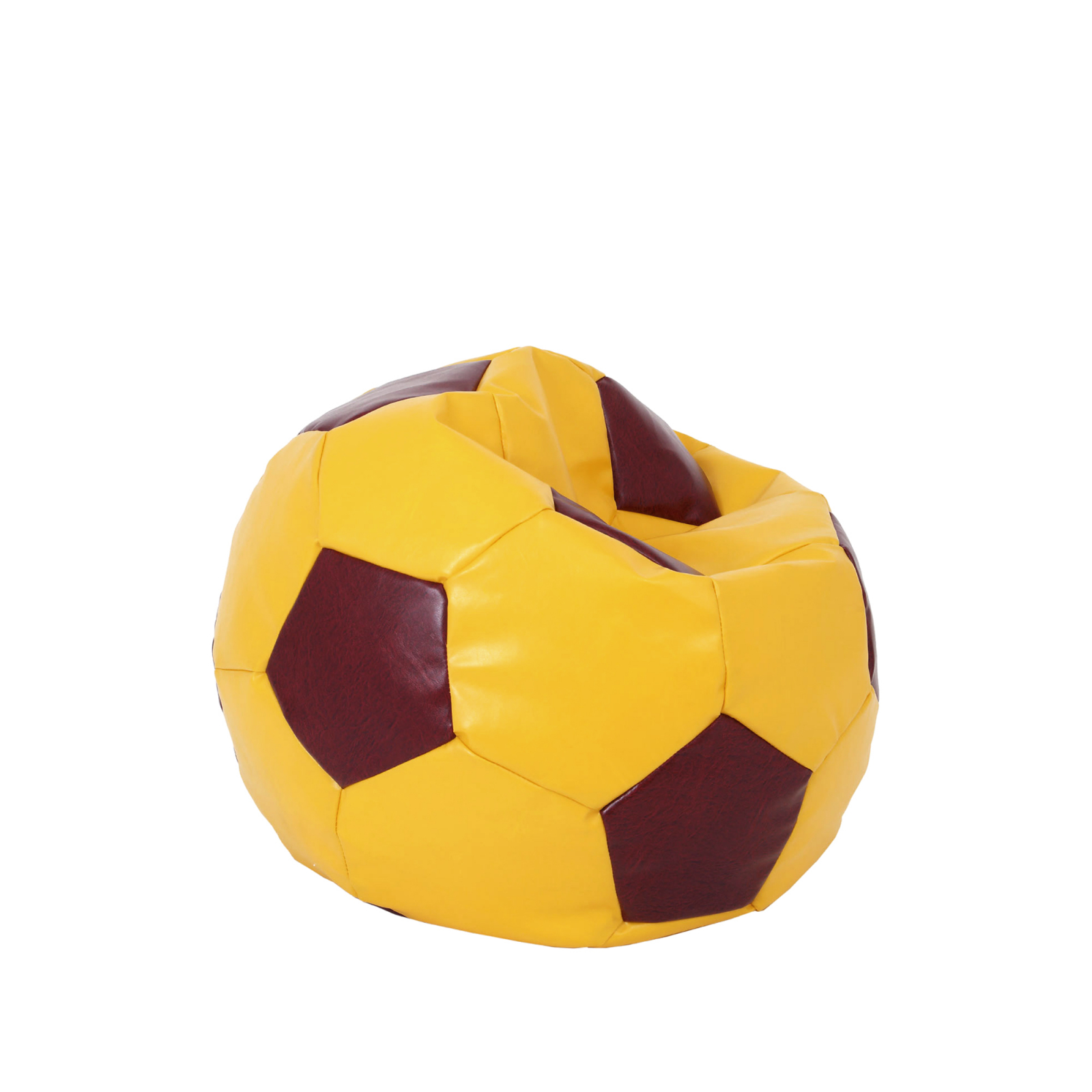 Baby Ball - fotoliu puf - imitatie piele galben/visiniu [1]