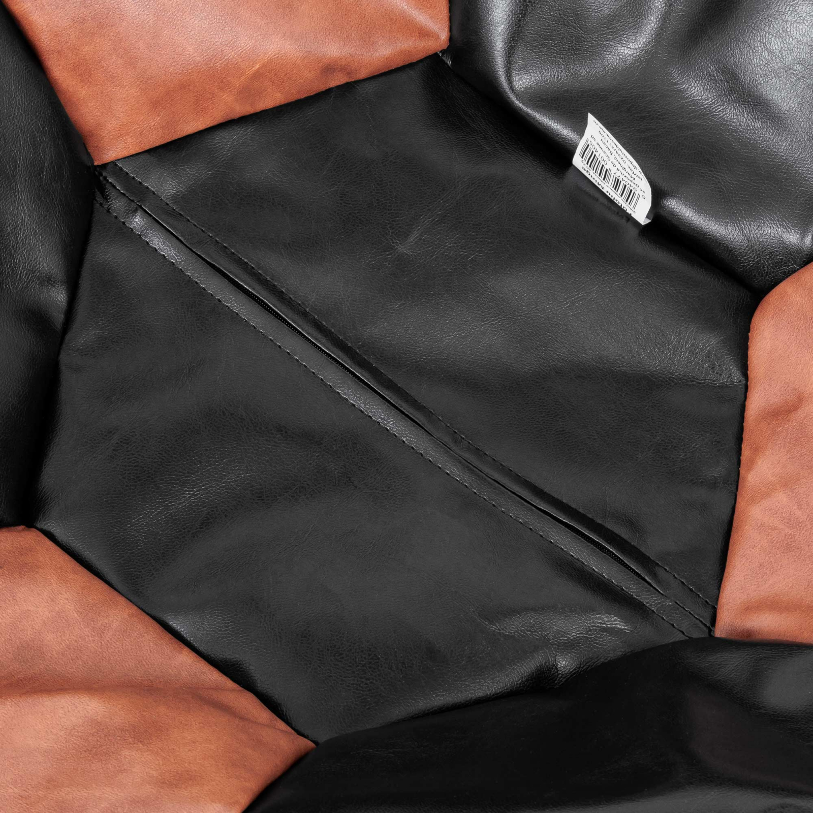 Baby Ball - fotoliu puf - imitatie piele negru/cognac [2]