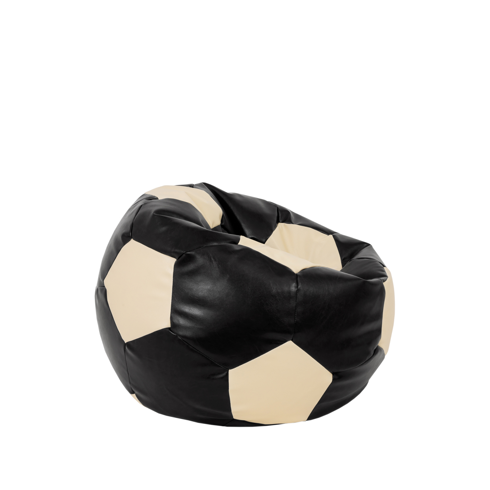 Baby Ball - fotoliu puf - imitatie piele negru/crem [1]