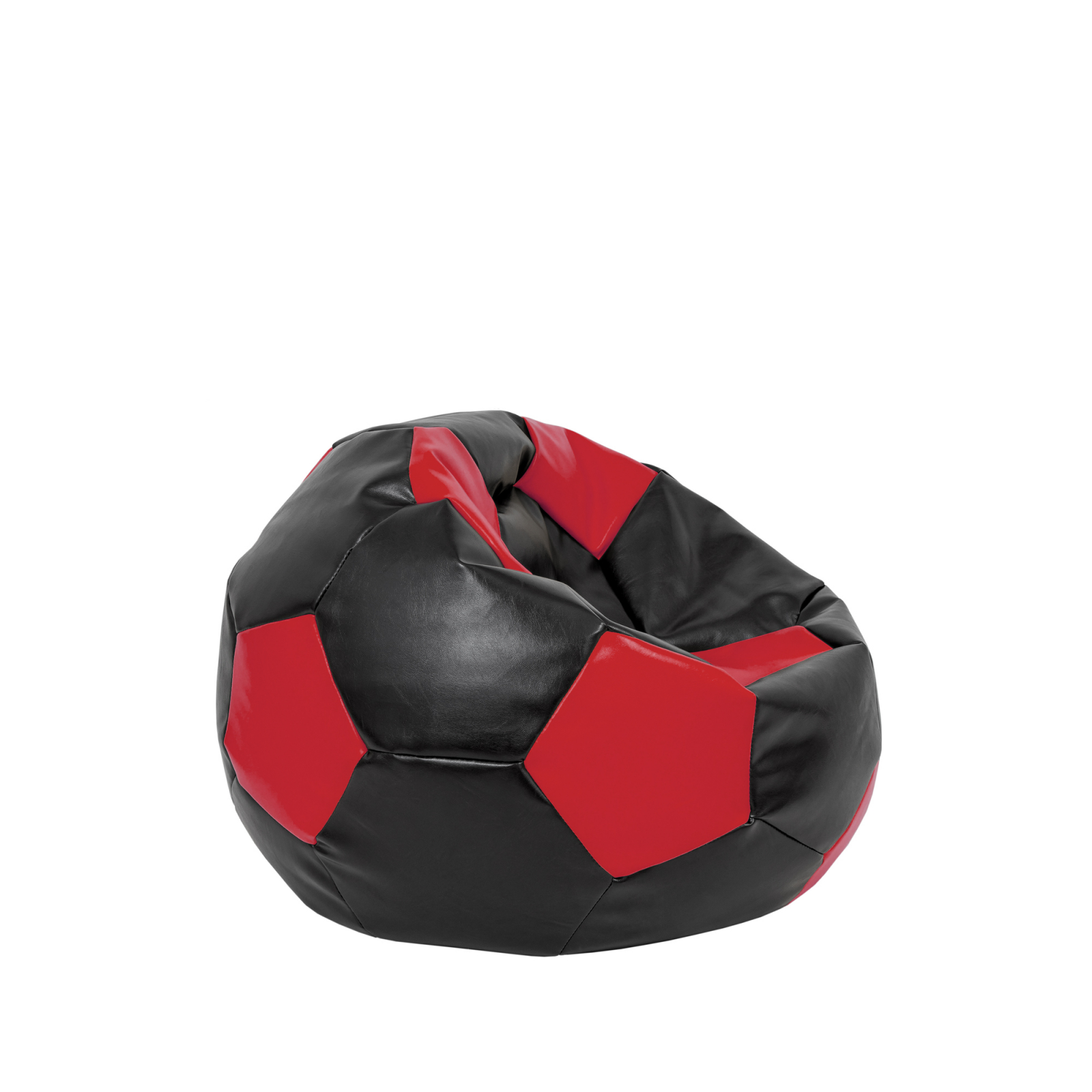 Baby Ball - fotoliu puf - imitatie piele negru/rosu [1]