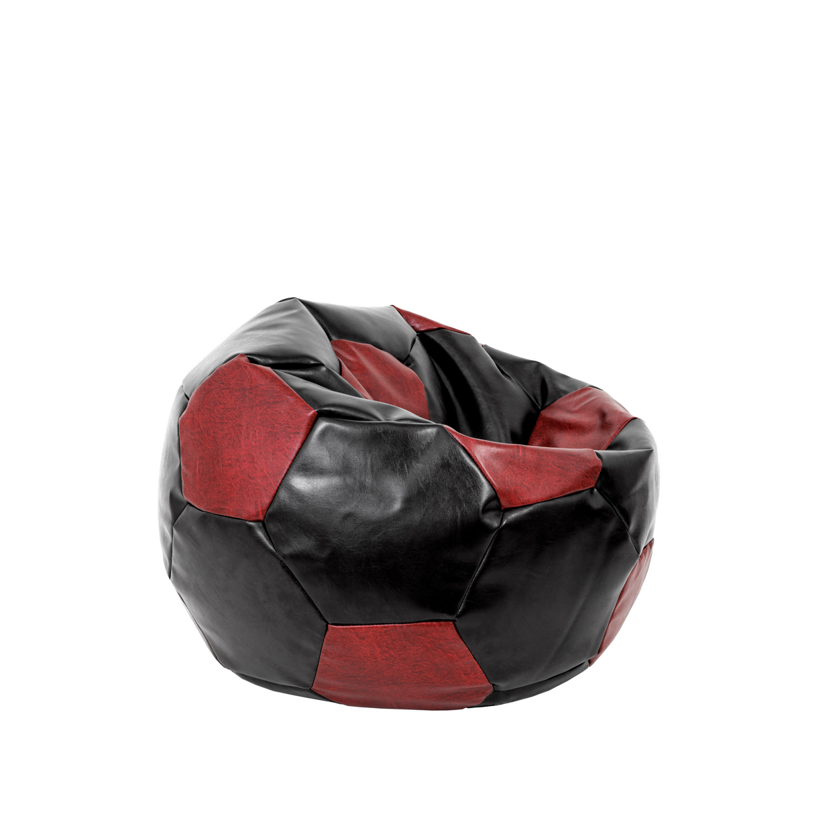 Baby Ball - fotoliu puf - imitatie piele negru/visiniu [1]