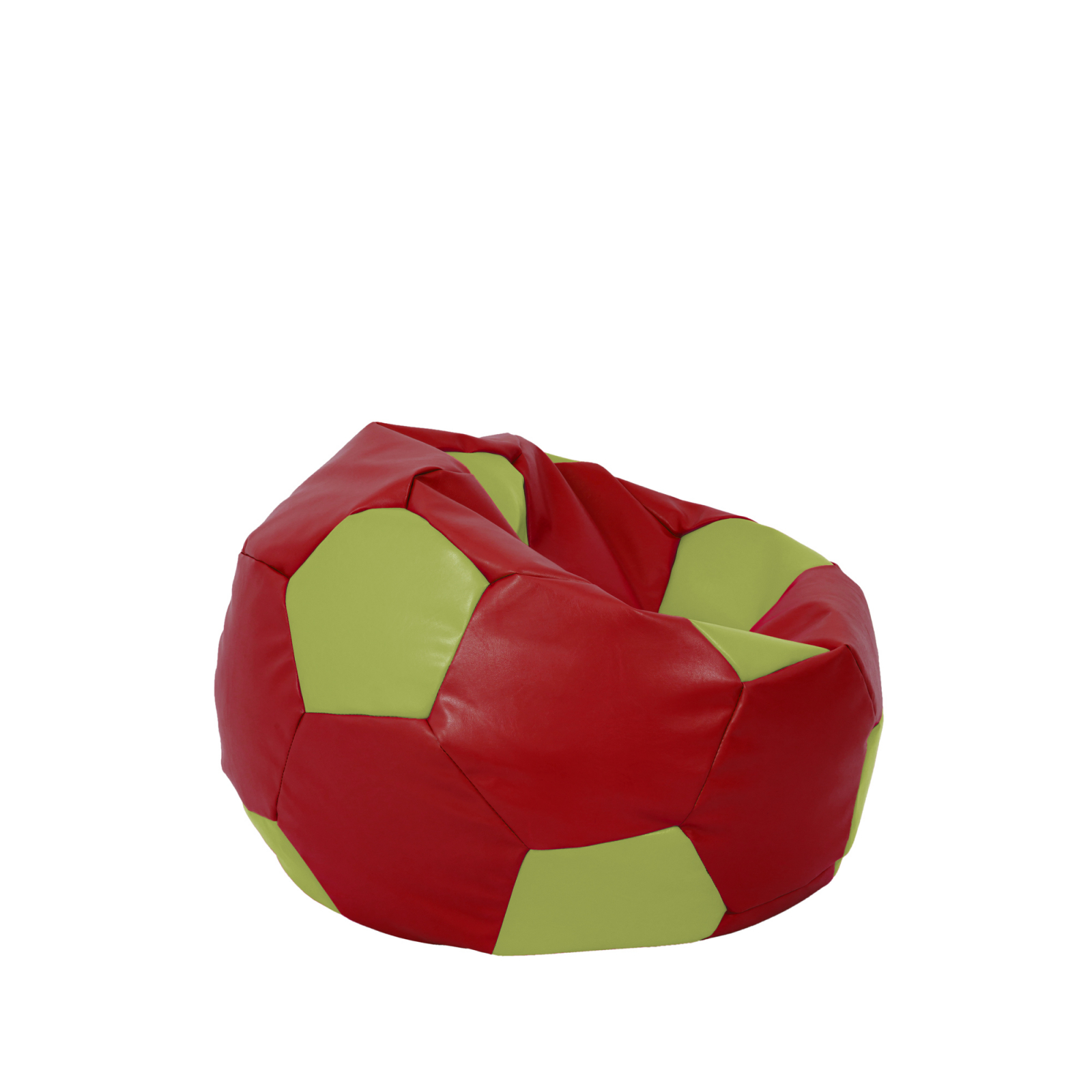 Baby Ball - fotoliu puf - imitatie piele rosu/verde [1]