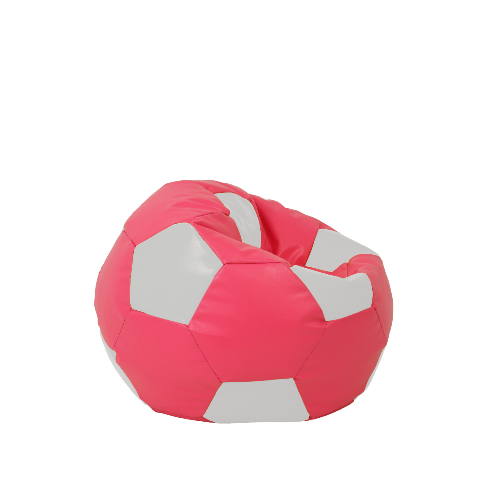 Baby Ball - fotoliu puf - imitatie piele roz/alb [1]