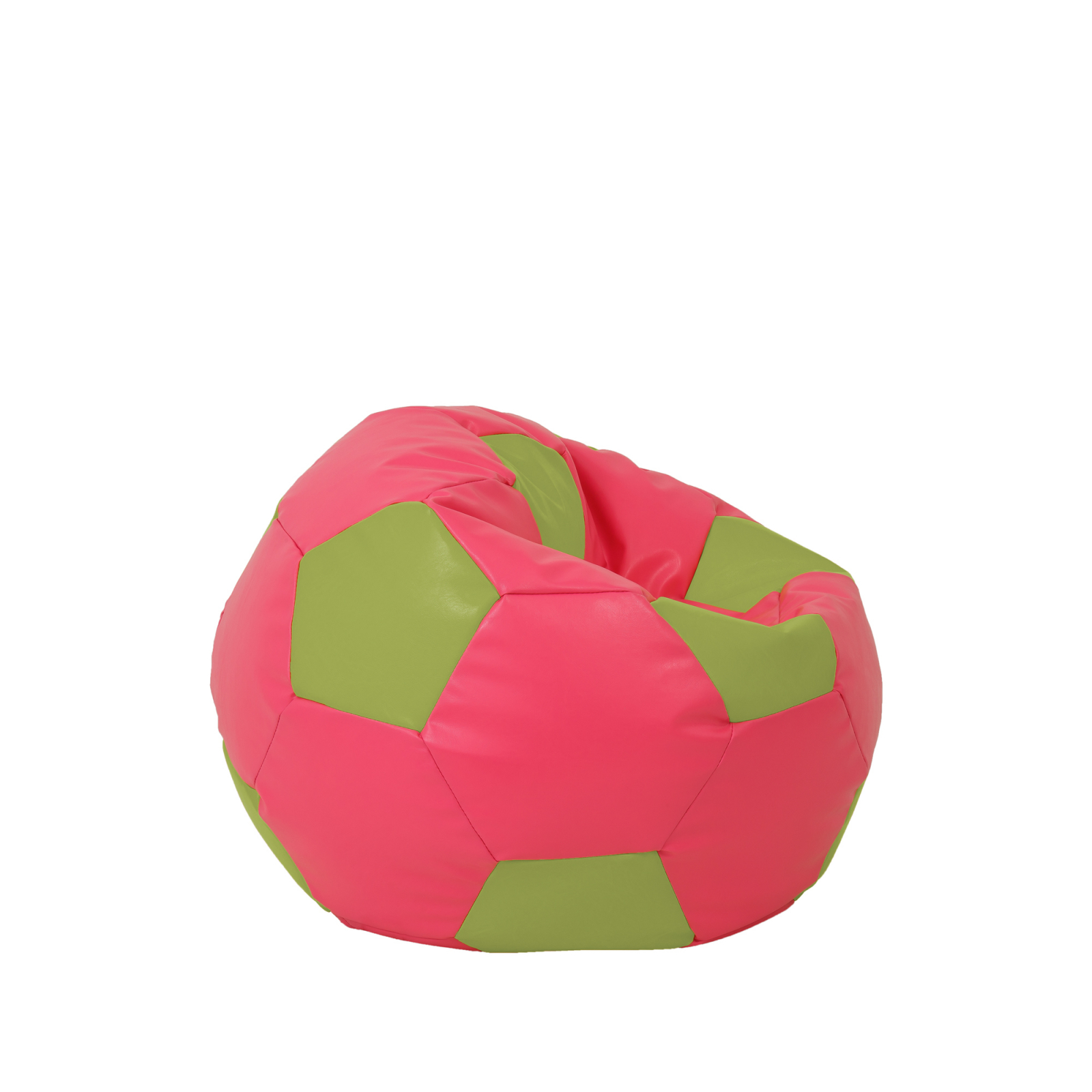 Baby Ball - fotoliu puf - imitatie piele roz/verde [1]