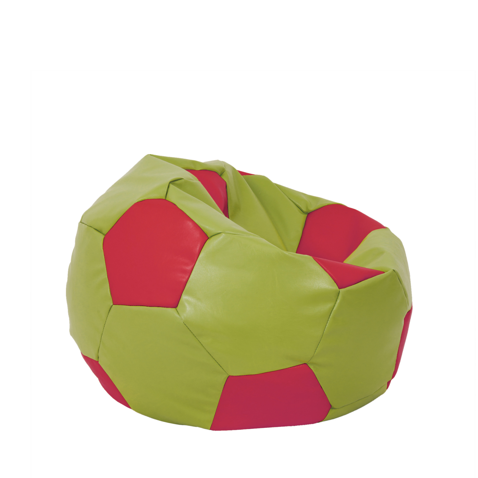 Baby Ball - fotoliu puf - imitatie piele verde/rosu [1]